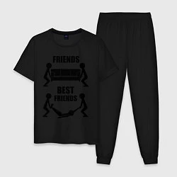 Пижама хлопковая мужская Best friends, цвет: черный