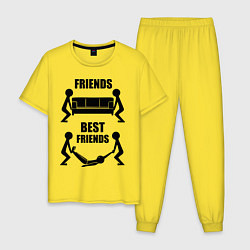 Пижама хлопковая мужская Best friends, цвет: желтый