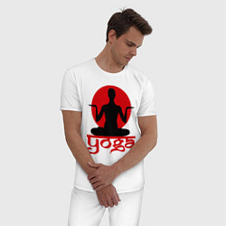 Пижама хлопковая мужская Yoga: Meditation, цвет: белый — фото 2