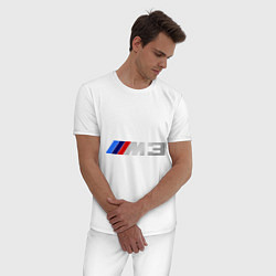 Пижама хлопковая мужская BMW M3 Driving, цвет: белый — фото 2