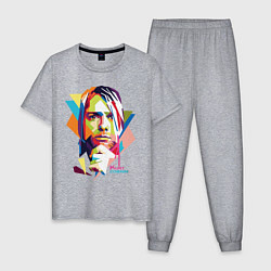 Пижама хлопковая мужская Kurt Cobain: Colors, цвет: меланж