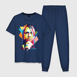 Пижама хлопковая мужская Kurt Cobain: Colors, цвет: тёмно-синий