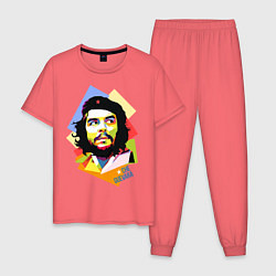 Пижама хлопковая мужская Che Guevara Art, цвет: коралловый