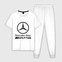 Пижама хлопковая мужская AMG, цвет: белый