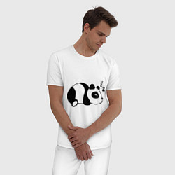 Пижама хлопковая мужская Панда спит, цвет: белый — фото 2