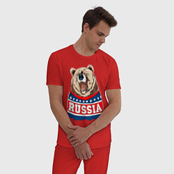 Пижама хлопковая мужская Made in Russia: медведь, цвет: красный — фото 2