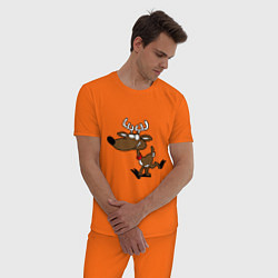 Пижама хлопковая мужская Весёлый Олень цвета оранжевый — фото 2