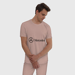 Пижама хлопковая мужская Mercedes Logo, цвет: пыльно-розовый — фото 2
