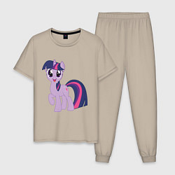 Пижама хлопковая мужская Пони Сумеречная Искорка, цвет: миндальный