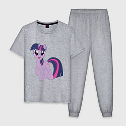 Пижама хлопковая мужская Пони Сумеречная Искорка, цвет: меланж