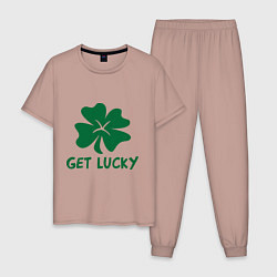 Пижама хлопковая мужская Get lucky, цвет: пыльно-розовый