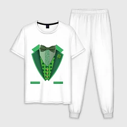 Пижама хлопковая мужская Ирландский костюм, цвет: белый