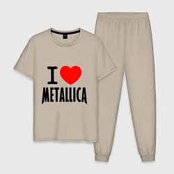 Пижама хлопковая мужская I love Metallica, цвет: миндальный
