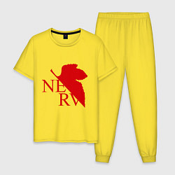Пижама хлопковая мужская Евангелион NERV, цвет: желтый