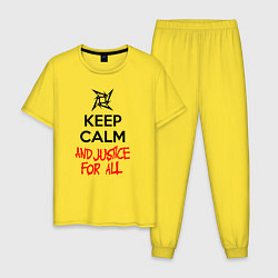 Пижама хлопковая мужская Keep Calm & Justice For All, цвет: желтый