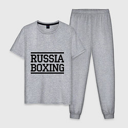 Пижама хлопковая мужская Russia boxing, цвет: меланж