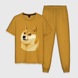 Пижама хлопковая мужская Doge, цвет: горчичный