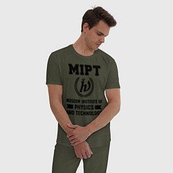 Пижама хлопковая мужская MIPT Institute цвета меланж-хаки — фото 2