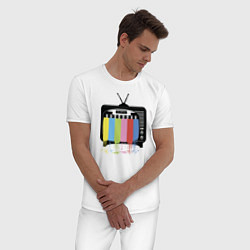Пижама хлопковая мужская Телевизор, цвет: белый — фото 2