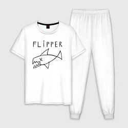 Пижама хлопковая мужская Flipper, цвет: белый