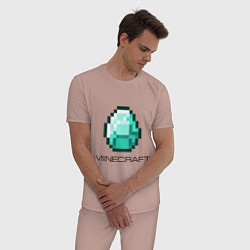 Пижама хлопковая мужская Minecraft Diamond, цвет: пыльно-розовый — фото 2