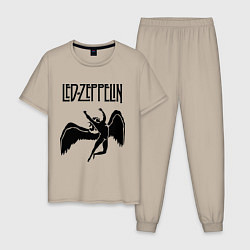 Пижама хлопковая мужская Led Zeppelin Swan, цвет: миндальный