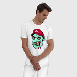 Пижама хлопковая мужская Mario zombie, цвет: белый — фото 2