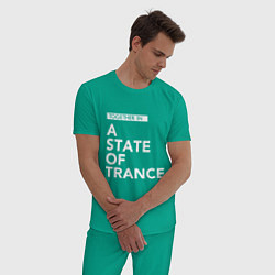 Пижама хлопковая мужская Together in A State of Trance, цвет: зеленый — фото 2