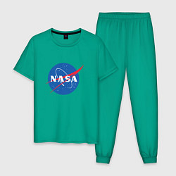 Пижама хлопковая мужская NASA: Logo, цвет: зеленый