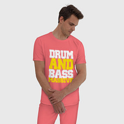 Пижама хлопковая мужская DRUM AND BASS MASSIVE, цвет: коралловый — фото 2