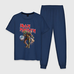 Пижама хлопковая мужская Iron Maiden: Zombie, цвет: тёмно-синий