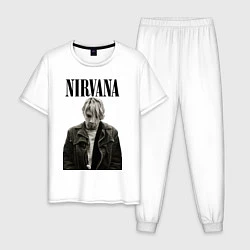 Пижама хлопковая мужская Kurt Cobain: Young, цвет: белый