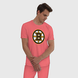 Пижама хлопковая мужская Boston Bruins, цвет: коралловый — фото 2