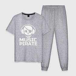 Пижама хлопковая мужская Music pirate, цвет: меланж