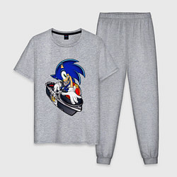 Пижама хлопковая мужская Sonic, цвет: меланж