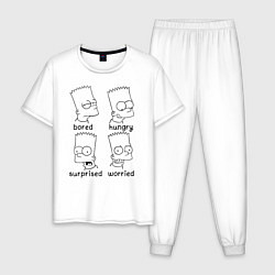 Пижама хлопковая мужская Bart Emotions, цвет: белый