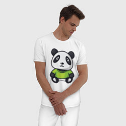 Пижама хлопковая мужская Маленький панда, цвет: белый — фото 2
