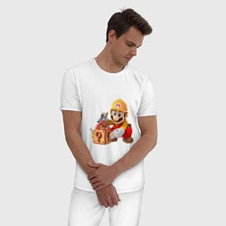 Пижама хлопковая мужская Super Mario: Builder, цвет: белый — фото 2