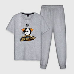 Пижама хлопковая мужская NHL: Anaheim Ducks, цвет: меланж