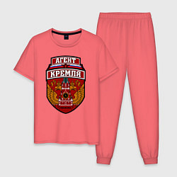 Пижама хлопковая мужская Агент Кремля, цвет: коралловый