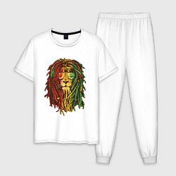 Пижама хлопковая мужская Rasta Lion, цвет: белый