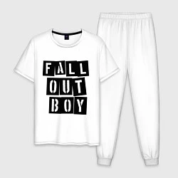 Пижама хлопковая мужская Fall Out Boy: Words, цвет: белый