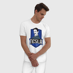 Пижама хлопковая мужская Никола Тесла, цвет: белый — фото 2