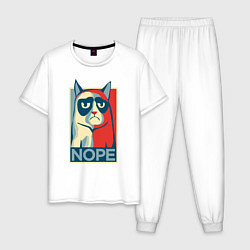Пижама хлопковая мужская Nope, цвет: белый