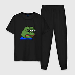 Пижама хлопковая мужская Sad frog цвета черный — фото 1