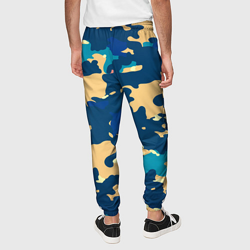Мужские брюки Камуфляж: голубой/желтый / 3D-принт – фото 4
