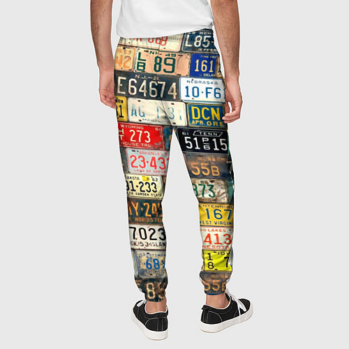 Мужские брюки Автомобильные номера мира / 3D-принт – фото 4