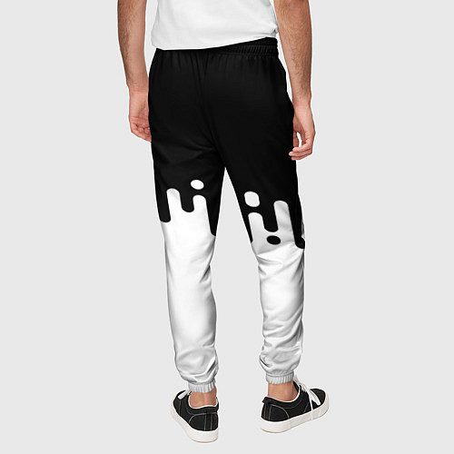 Мужские брюки Чёрно-белый узор / 3D-принт – фото 4