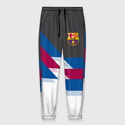 Брюки на резинке мужские Barcelona FC: White style, цвет: 3D-принт