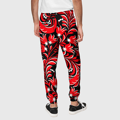 Мужские брюки Хохлома красная / 3D-принт – фото 4